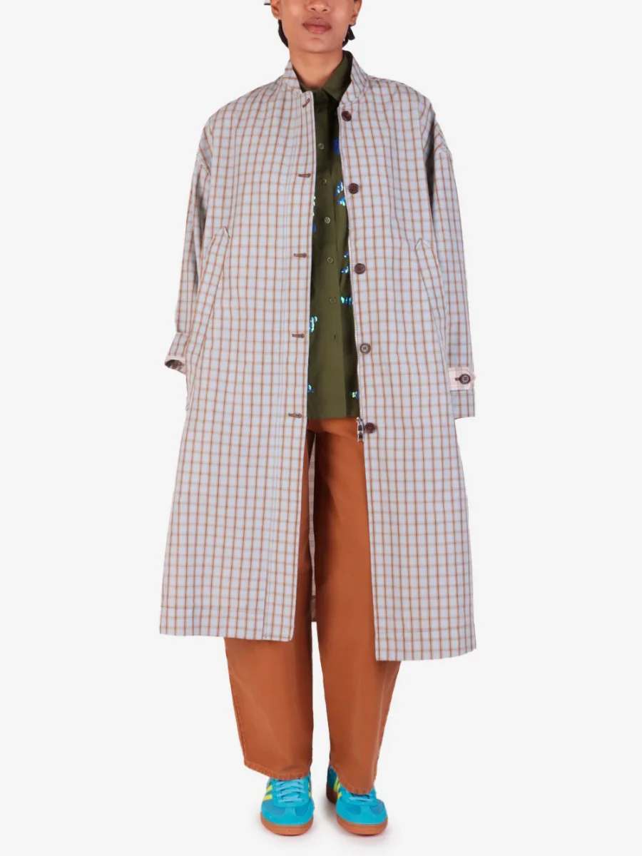 Trench a quadri con colletto - immagine 3