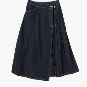 Gonna a Portafoglio in Denim plissettato