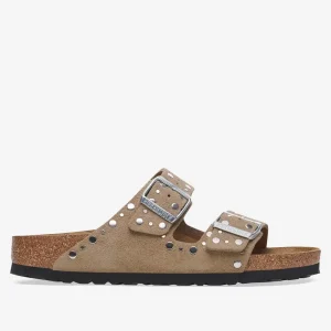 Arizona in suede taupe con rivetti