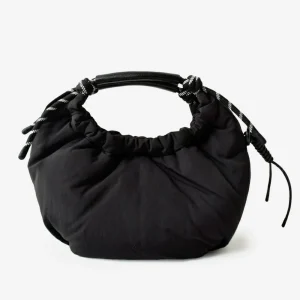 'Paper' Handle bag nera in nylon effetto wrinkled (5 l)