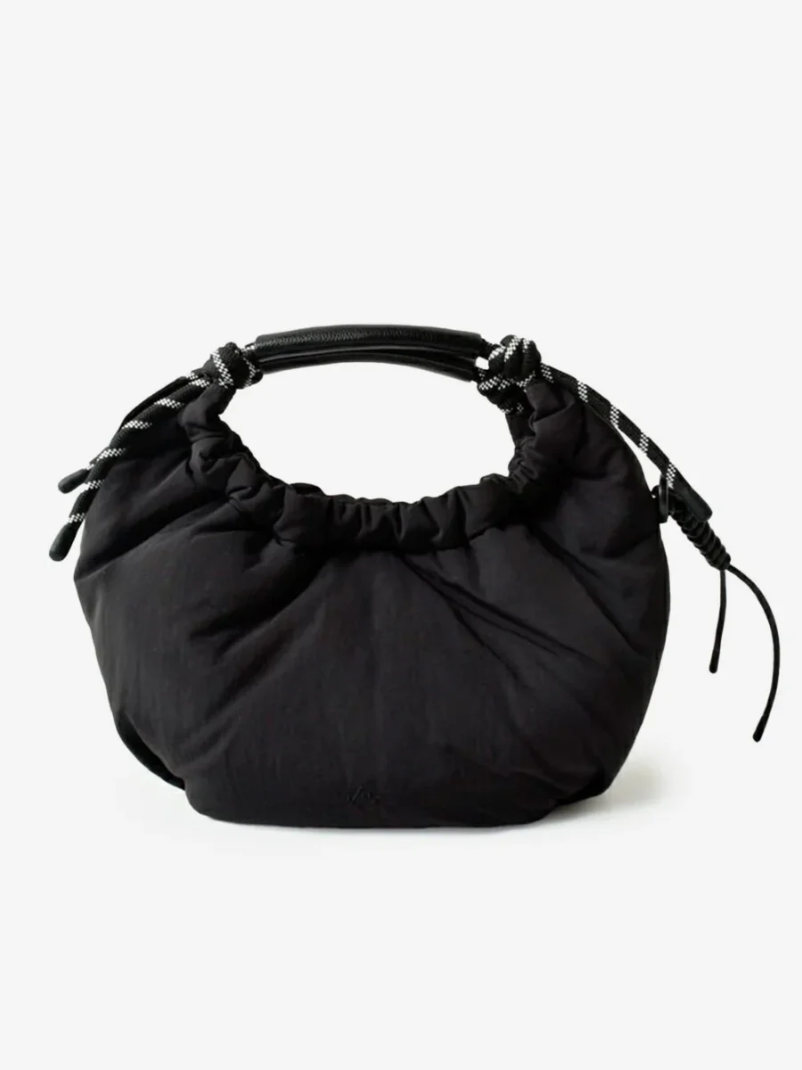 'Paper' Handle bag nera in nylon effetto wrinkled (5 l) - immagine 2