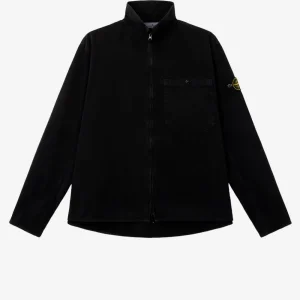 Giacca camicia nera in cotone Panama effetto old